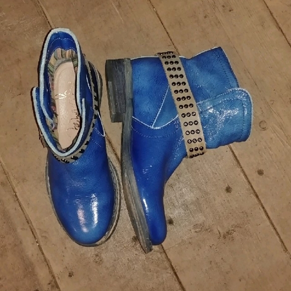 Felmini blue leather ankle booties - Picture 3 of 8